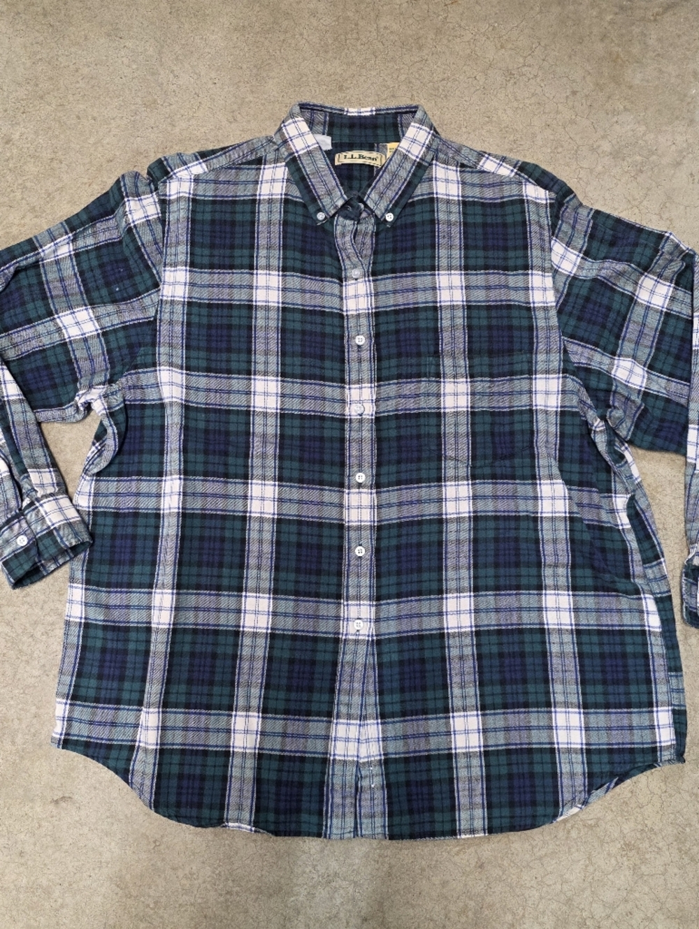 Vintage L.L. Bean Green and Blue Plaid Button-Down Shirt Womens 18